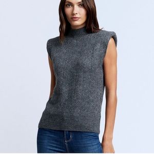 NWT L’AGENCE Grey Sloan Mock NecK Shoulder Sweater Size Large. Gorgeous.